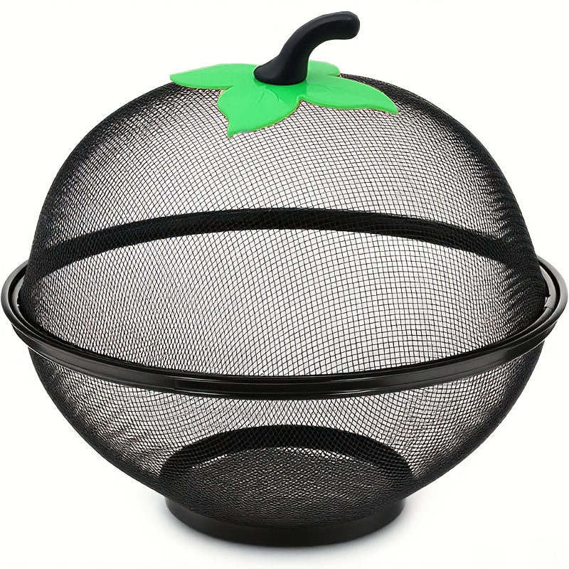 TEMU 2pcs/set Heavy-duty Metal Fruit Basket With Mesh Cover - Rust Proof Design, Airflow Ventilation And Hanging Holes, Durable Metal Structure,