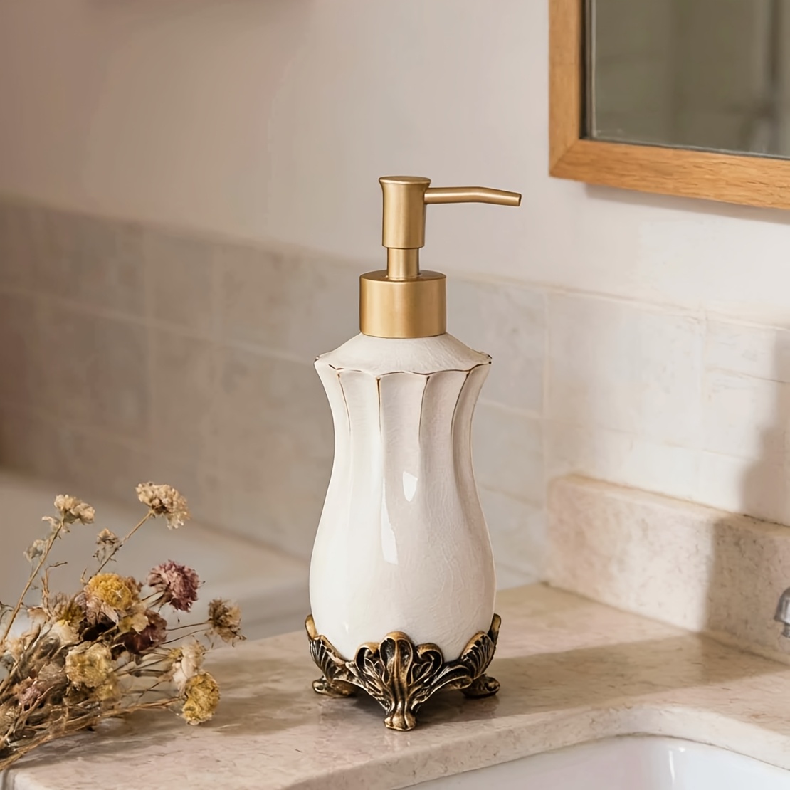 TEMU Distributeur de savon rétro de luxe, flacon de lotion, flacon de lotion haut de gamme pour hôtel avec pompe, sous-emballage à pression, flacon