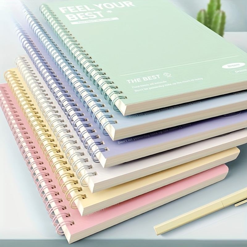 6pcs a5 spiral notebooks semi glossy   assorted colors adult organizer workbooks with ruled pages     english office supplies notebooks for school