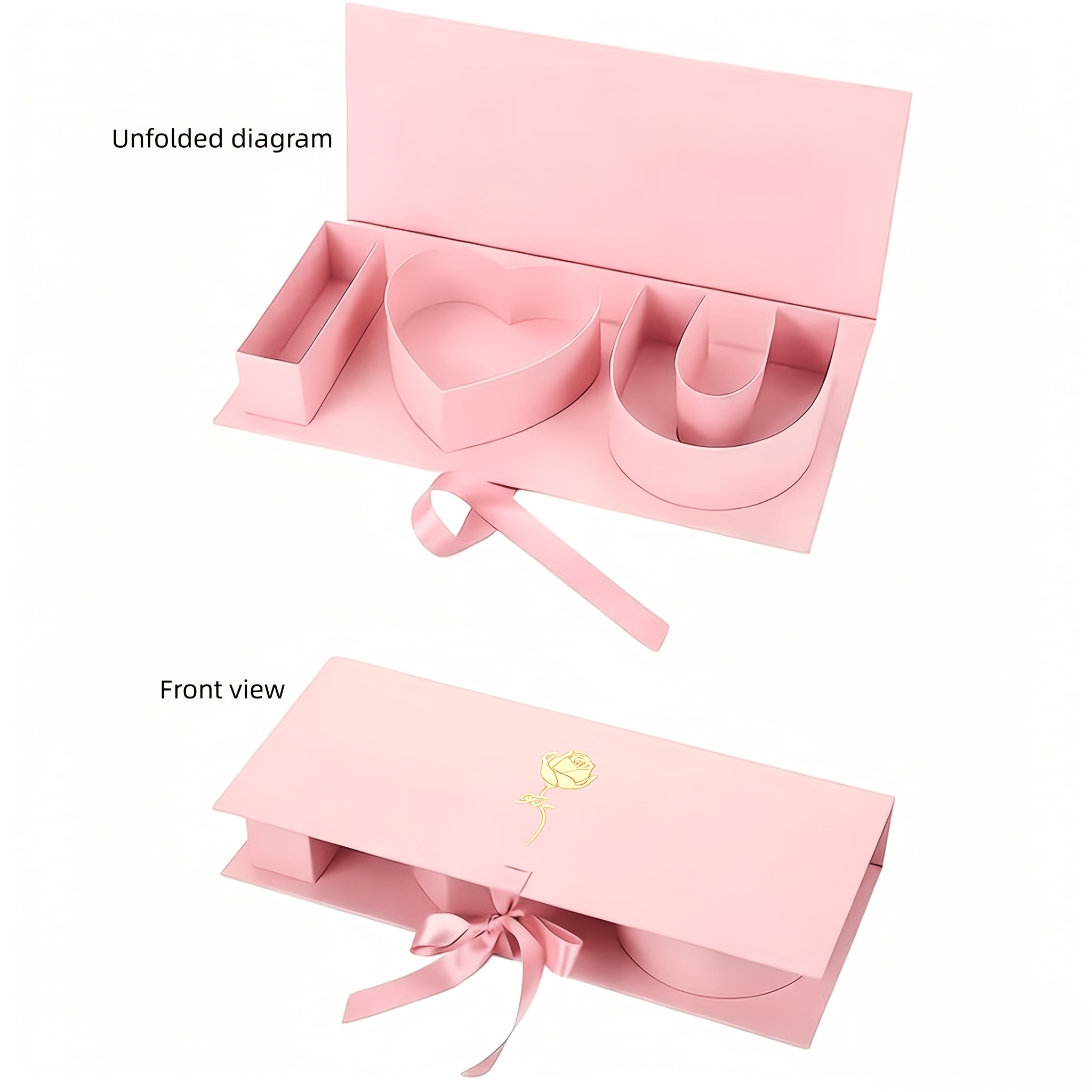 TEMU Boîte-cadeau vide de cœur avec lettre et fleur stabilisée, Boîte-cadeau DIY pour et demande en mariage pour la Saint-Valentin, Boîte d'emballage