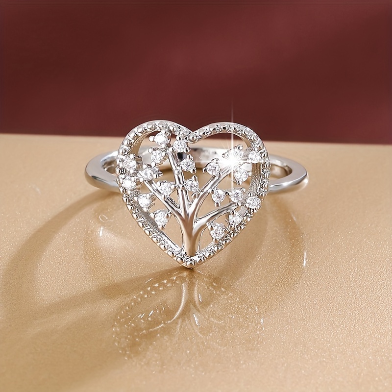 Heart shaped Tree Zirconia Lady's Ring