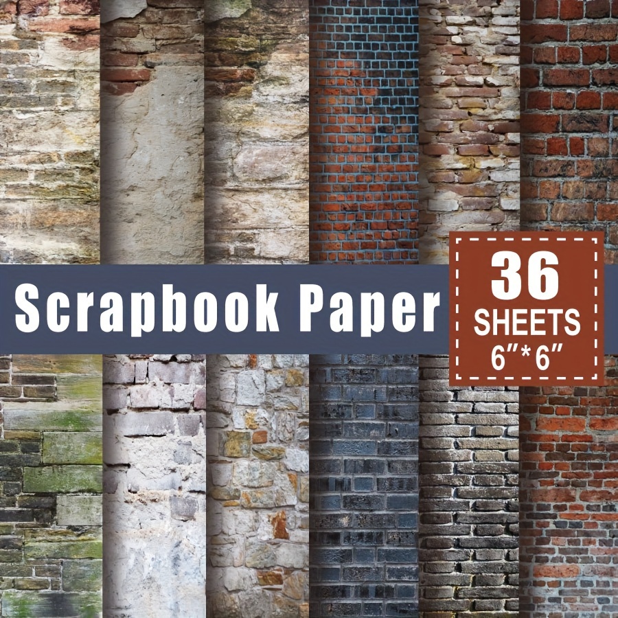 

36 Sheets Scrapbook Paper Pad In 6*6", Art Craft Pattern Paper For Scrapingbook Craft Cardstock Paper, Diy Decorative Background Card Making Supplies Shabby Bricks
