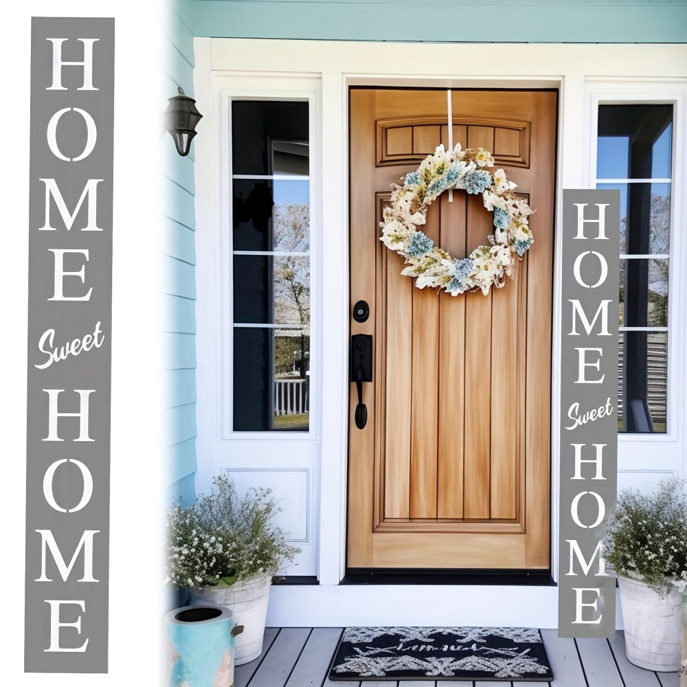 

72in Gray Home Sweet Home Wood Porch Sign, 6ft Outdoor Welcome Sign For Front Door, Rustic Welcome Sign For Front Porch Decor, Farmhouse Home Decorations