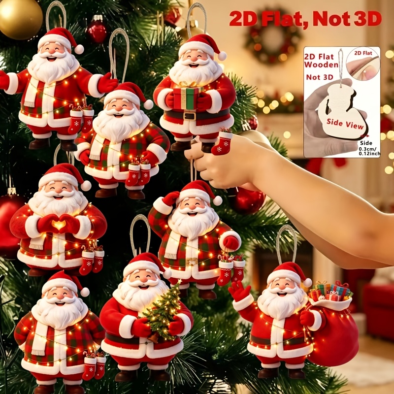 TEMU Decorazioni natalizie di e lisce 2D, 8 pezzi, elementi classici stampati in decorative, scelta per decorazioni e regali di Natale e Capodanno,