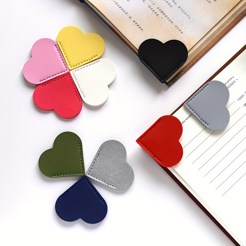 

10-pack Heart-shaped Bookmarks, Pu Leather Book Page Protector, Corner Page Book Cover, Office Supplies, Book Lover Gift Idea