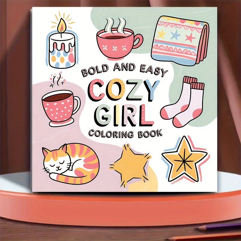 

1pc Cozy Girl: Soft Cover Coloring Book -20 Pages, Adult , Paper, Perfect Seasonal Gift For Christmas, Halloween, Festival Parties, , Colleagues, , School Gift