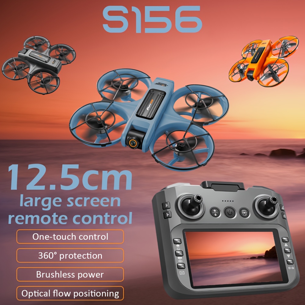 Drone S156 z podwójnymi kamerami, pilotem z dużym ekranem, silnikiem bezszczotkowym - mocna wydajność, optyczne pozycjonowanie przepływu - stabilniejszy lot, podwójne kamery z trybem regulacji kąta elektrycznego, kadłub z diodami LED, 360° ochrona antykolizjowa - dron dla początkujących, prezent na święta i urodziny