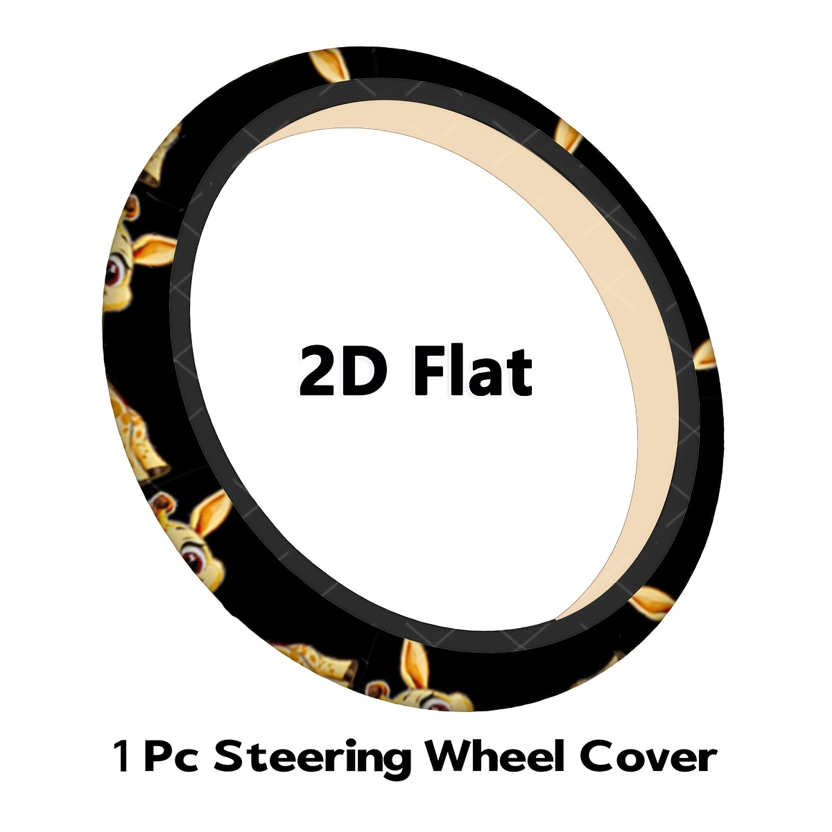 TEMU 1pc Giraffe Steering Wheel Cover, Cartoon Style, Universal Fit For Suvs & Cars-all Season Use, Long-lasting Durable, Anti-slip & Durable-, No ,