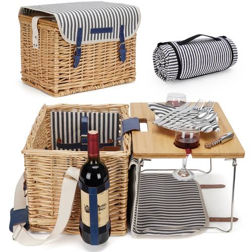 willow picnic basket set for 2 with table cutlery all in for park beach camping easy clean gift idea non food direct contact