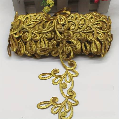 1 meter embroidered lace golden silvery decorative fabric patches suitable for clothing hats performance wear and home decor