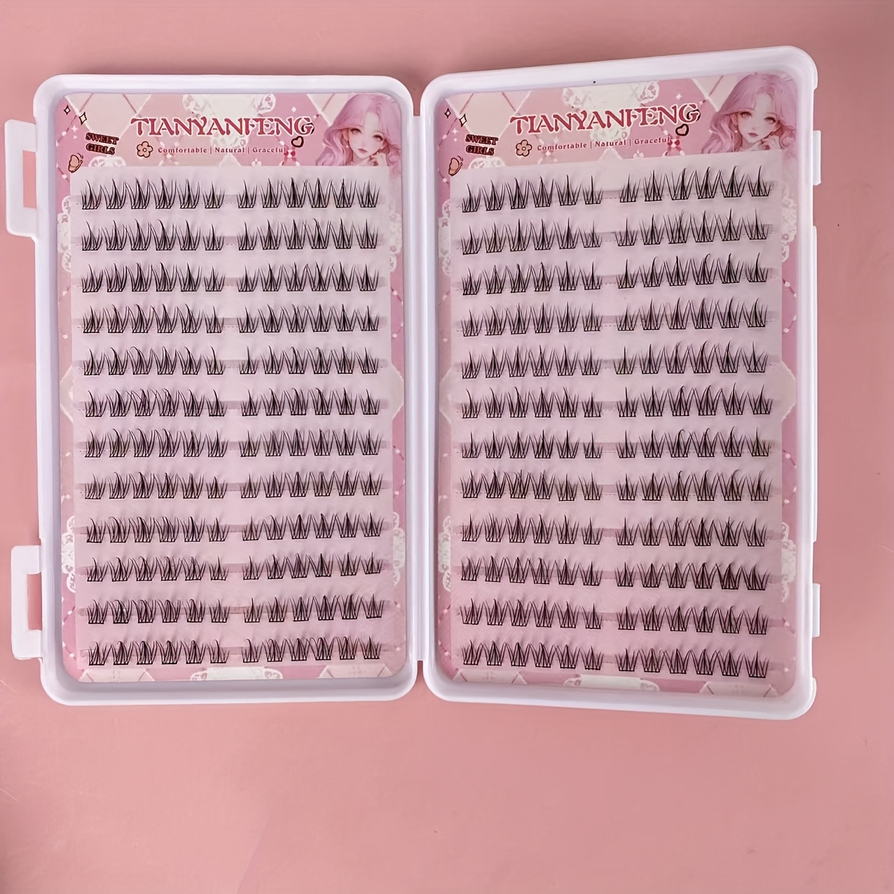 Image of 288 Clusters Of Glue- And Simulated False Eyelashes, Beginner-friendly, And , Eyes, Suitable For Korean Style, Home Makeup, Dating, Handmade