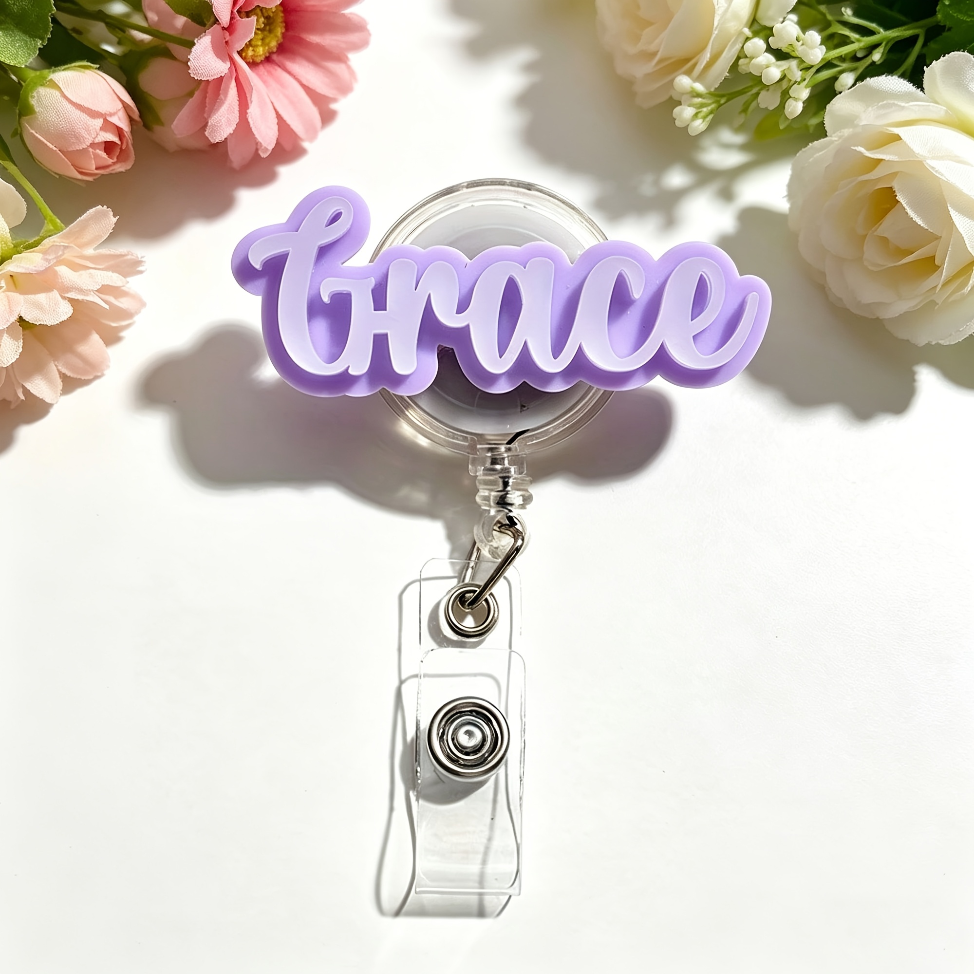 TEMU Personalized Badge Reel, Custom Nurse Retractable Badge Holder Nurse Id Carabiner Lanyard Badge Clip Rn Id Badge Staff Gift Stethoscope