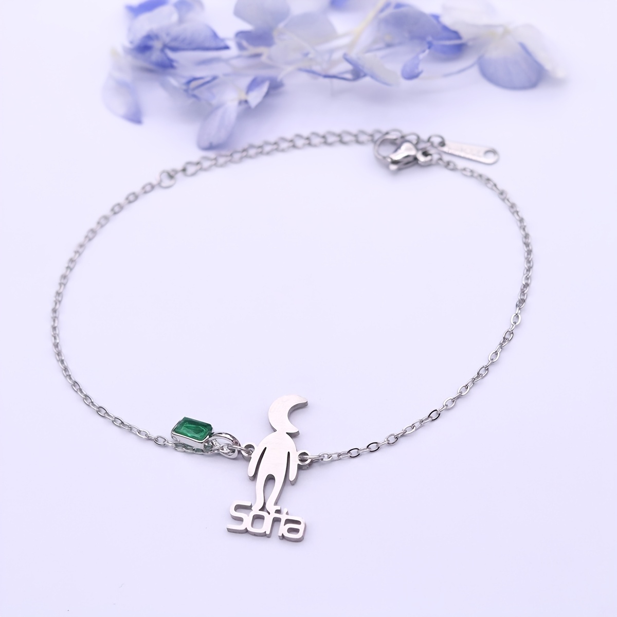 Custom Engraved Moon Silhouette Name Bracelet, Personalized Gift