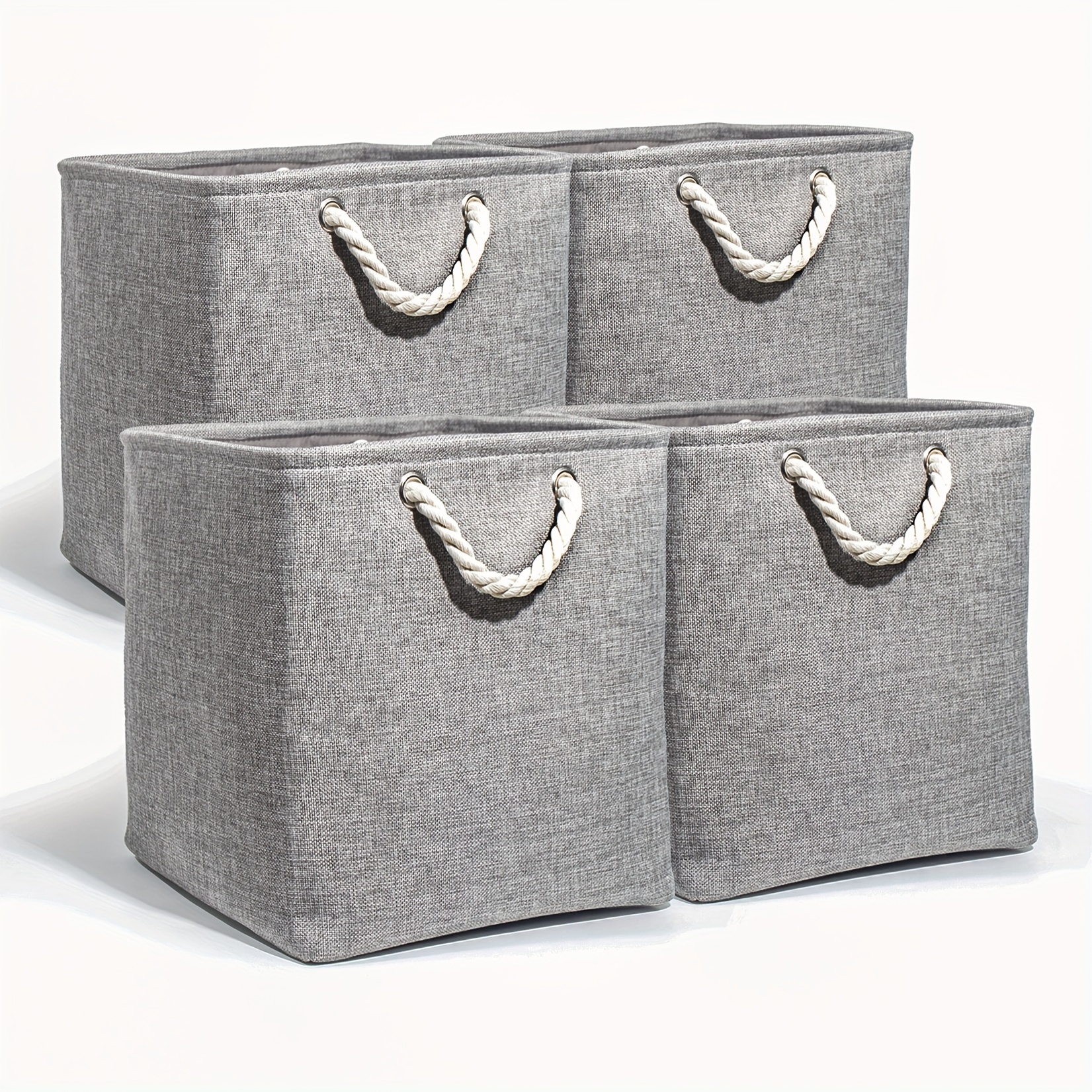 

Storage Bins, Foldable Fabric Storage Baskets For Shelves For Organizing Closet Shelf Nursery Toy, Decorative Large Linen Closet Organizer Bins With Handles, Closet Storage (4 Pack, 33x33x33cm)