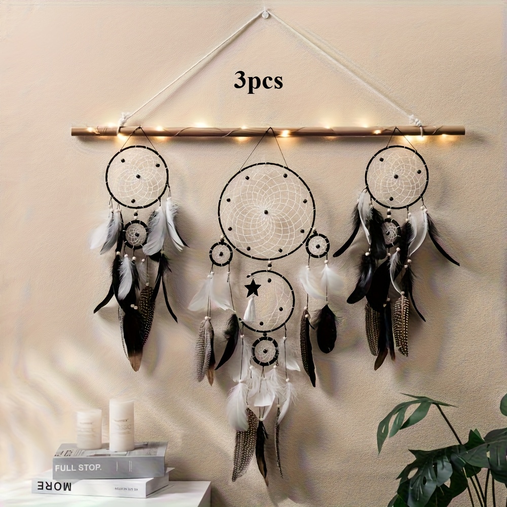 Dream Catcher,Handmade LED Dream Catchers For Bedroom Wall Hanging Decorations Ornaments Craft For Kids Family Lovers Friends Blessing Gift(Light