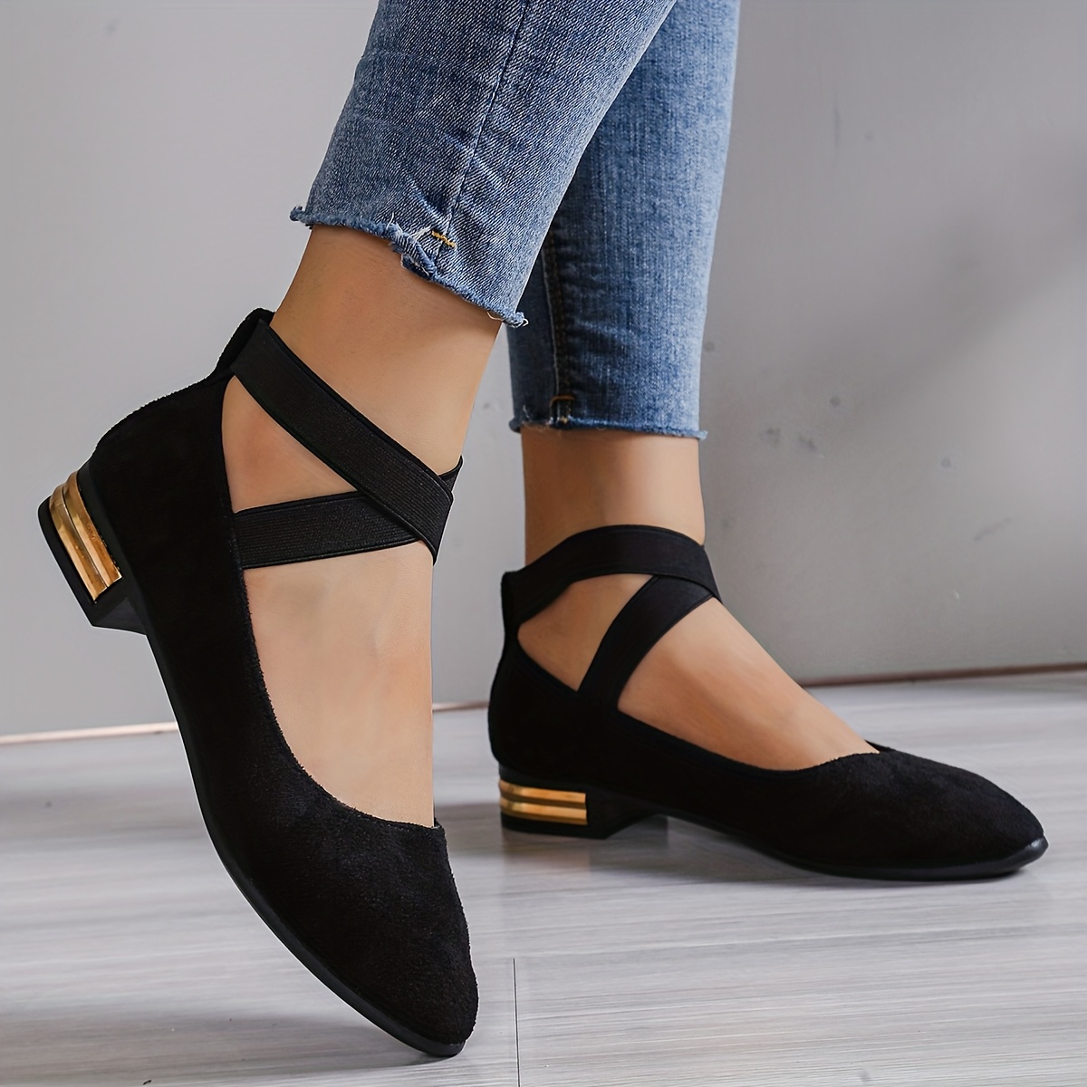 Round Toe Black Pointed Toe Flats Comfortable Alpine Swiss Claire