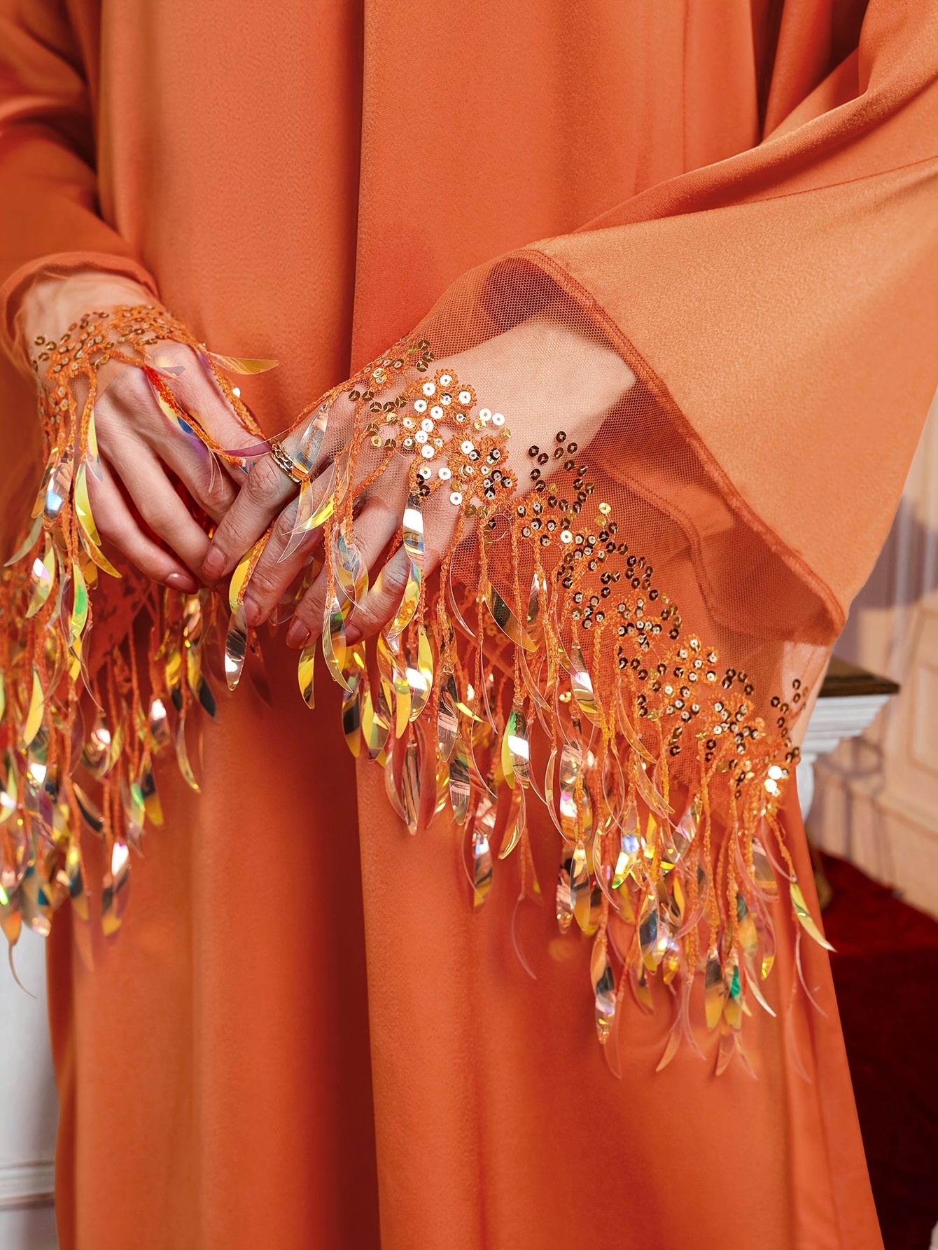 orange eid dress Muslim Party Dress for Women Eid Ramadan Long Abaya Slim Morocco Kaftan  Orange Polyester Broadcloth from Dhgate Ethnic Clothing