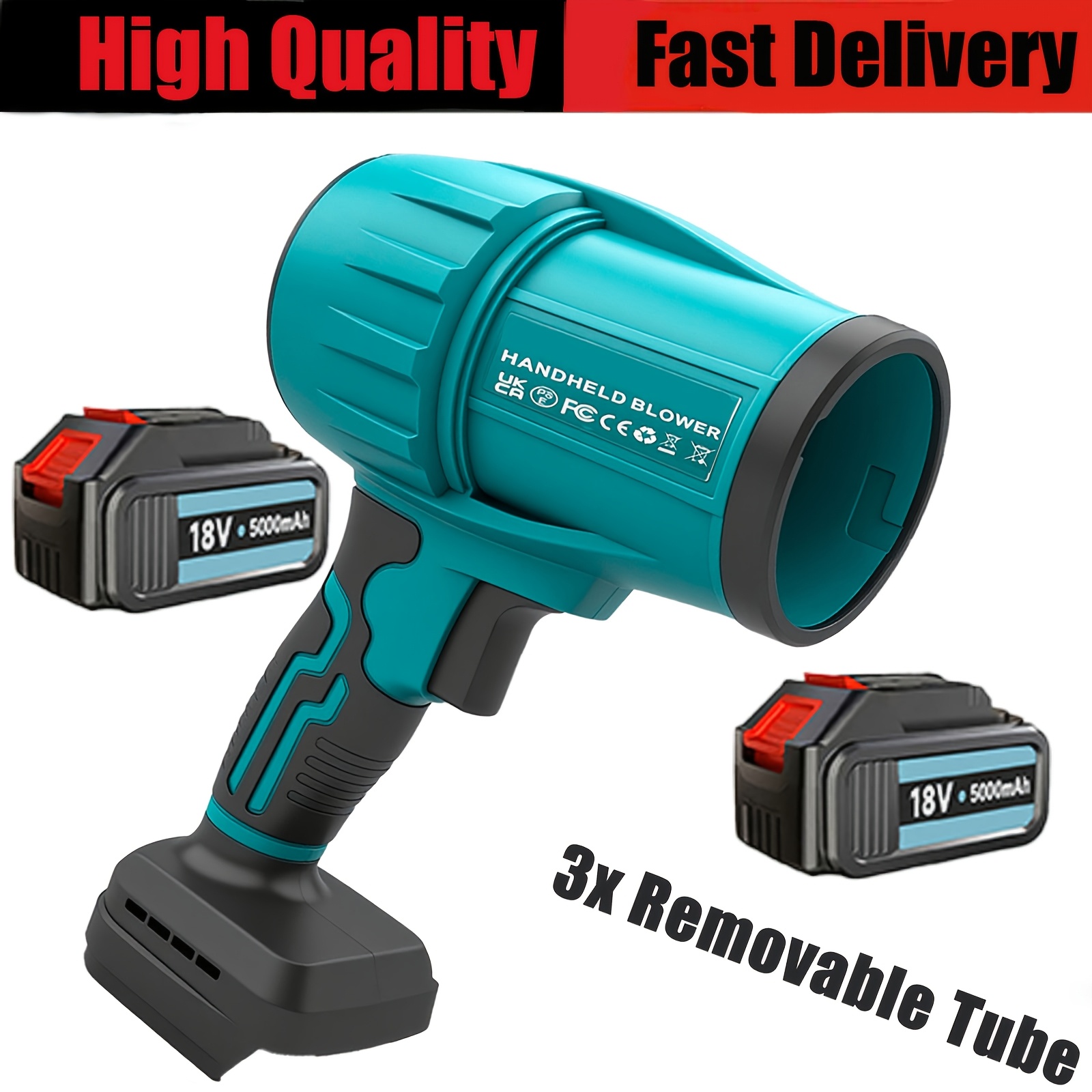 Image of Cordless Electric Leaf Blower & Handheld Vacuum Cleaner - 18v 2-in-1 Power With 2x 5000mah, 18000 Rpm Motor, 3-speed/ Control, Turbine-like Wind For Car, Garden,, Bbq - Portable Blower/vacuum Combo