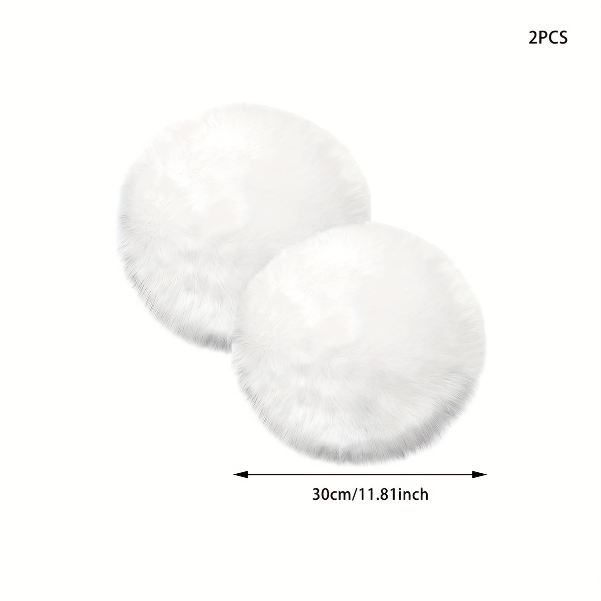 Round Fur Placemats Set Of 2, Washable Faux Fur Fluffy Table Small Mats Decor For Home Table Dresser Party Decoration Table Runner ( White, Pink)