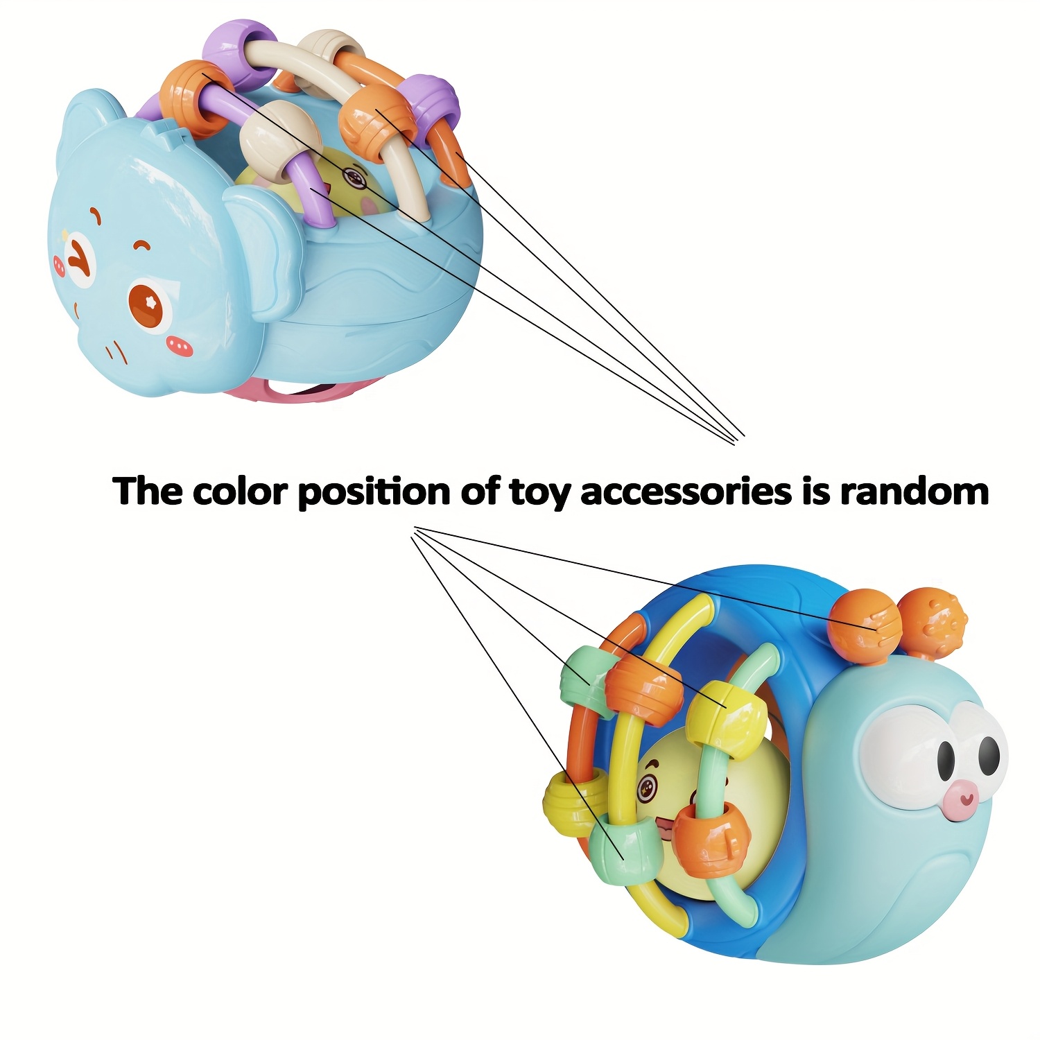 Baby Teething & Grasping Toys - Infant Safe Crinkle Squeaky Snail Ball With Rattle, Soft Toy For 0-12 Months, Easy To Hold