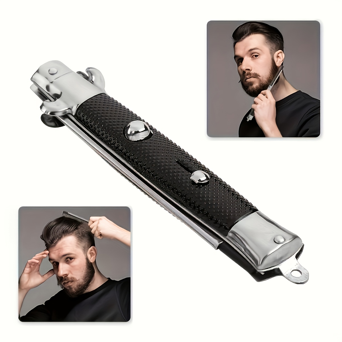 Image of Halloween Party Props Folding Spring Comb, Men's Travel Oil Head Comb Black Folding Spring Comb Hair Styling Comb