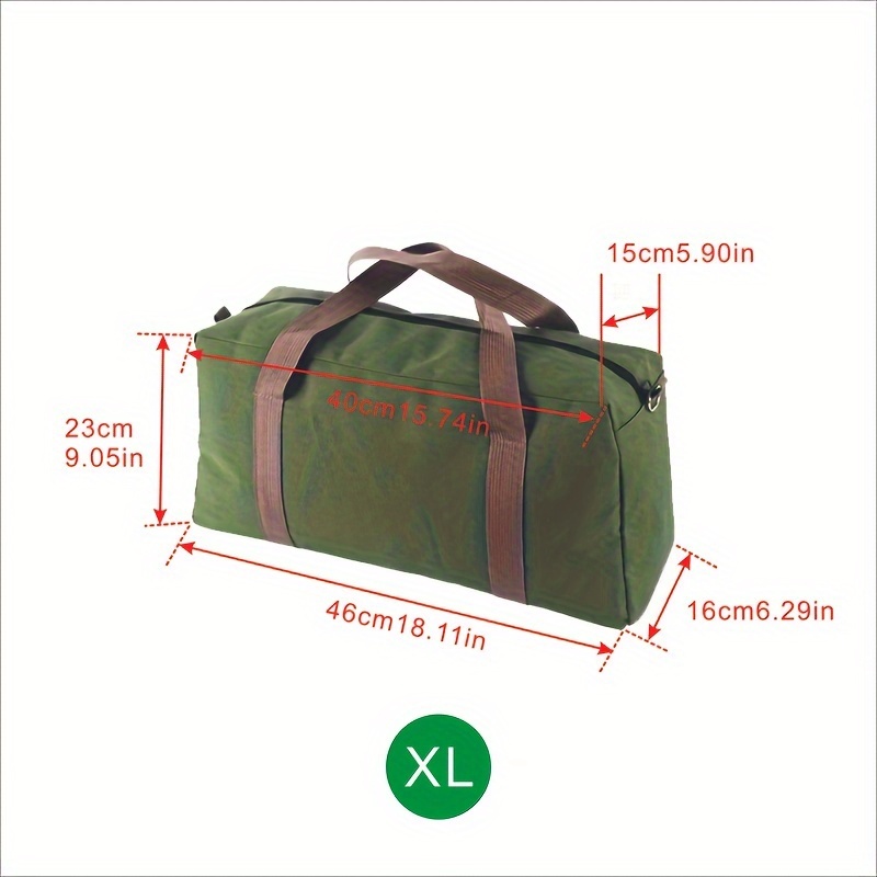 TEMU Tool Bag, Canvas Heavy Duty High Capacity Handbag, Portable Multi Functional Tool Bag For Storage Wrench, Screwdriver And Nails