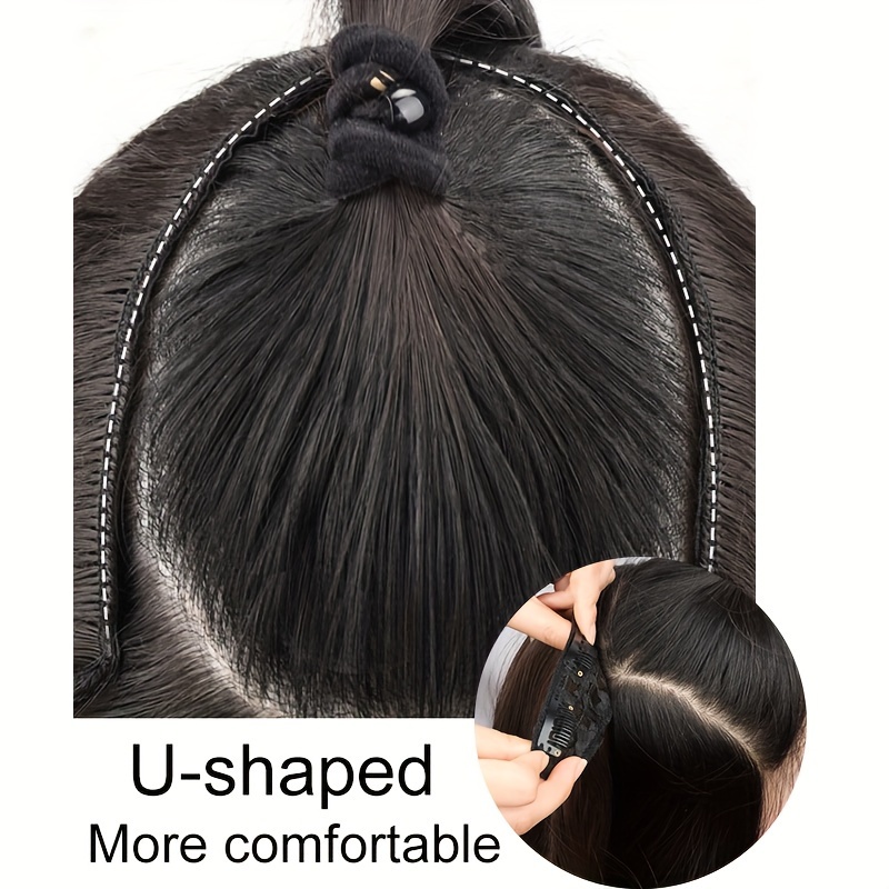fluffy v shaped long hair extension for women synthetic layered wig with clips increases volume adds   details 4