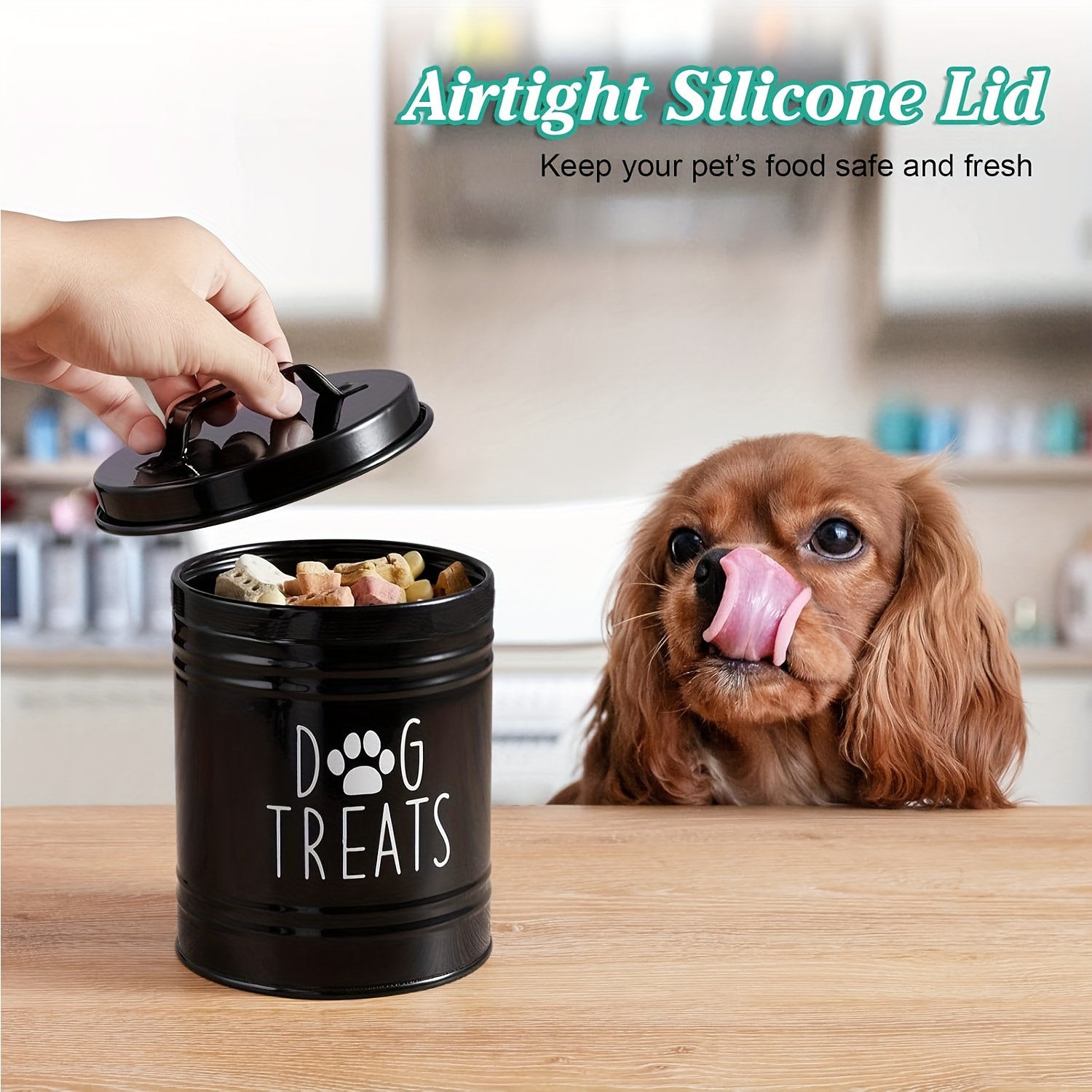 

Metal Dog Container - Moisture-, Round Pet Treat Jar For Small , / Lid - Organizer