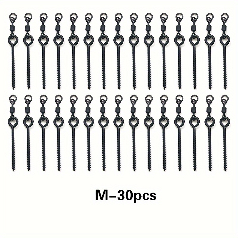 Image of Yoto 30pcs Fishing Swivel Ring With Bait Screws For Hair Rigs, Fishing Tackle Accessories
