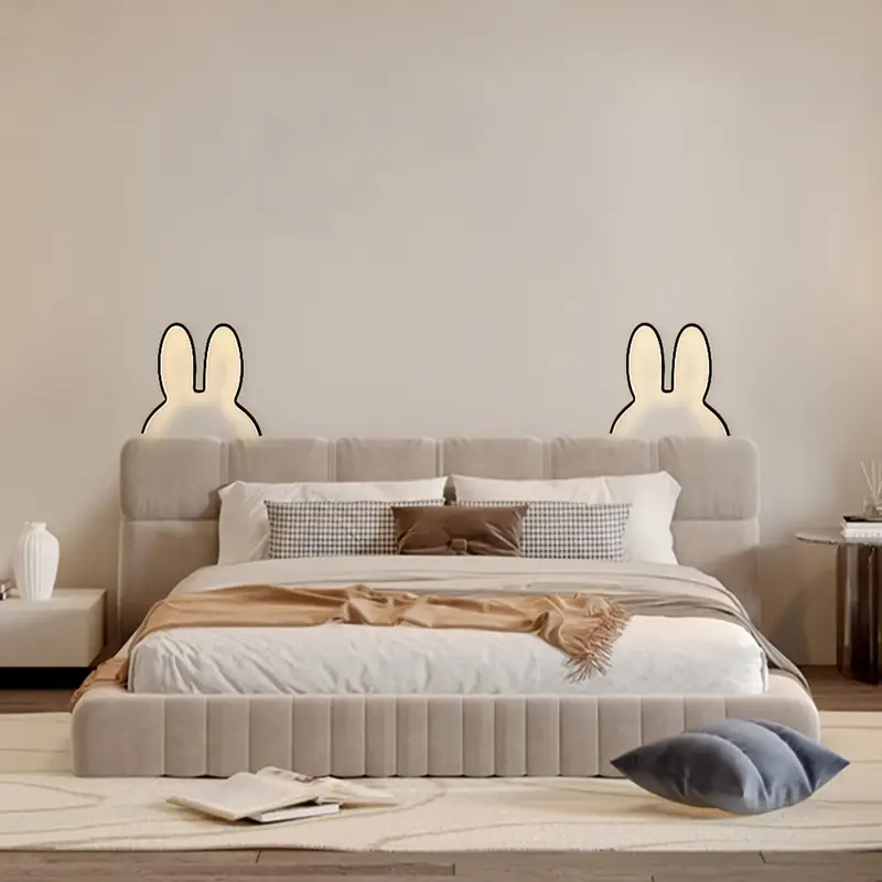 modern adjustable brightness led rabbit night light for kids room usb powered bedside wall table lamp with cute animal silhouette durable plastic switch bedroom decor decor lightweight design decorative lighting childrens decor Product details 2