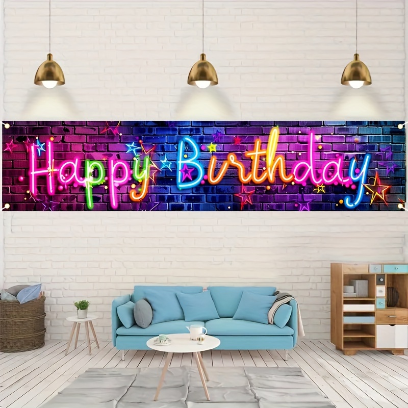 

1pc Birthday Banner - Banner , Multi- Party Decoration, Photo Background. Suitable For Birthday And Themes. Polyester Material, No Electricity Required.