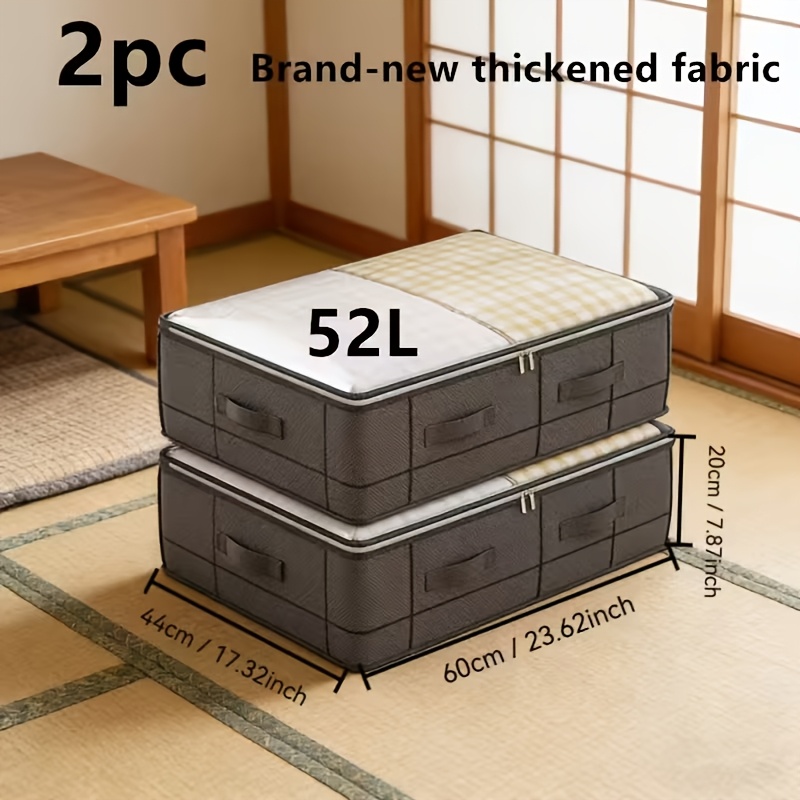 TEMU 2 Large Storage Bags, Made From Brand-new Thickened Material. Suitable For Moving And Storing Clothes, Organizing Space Under Sofas And Beds,