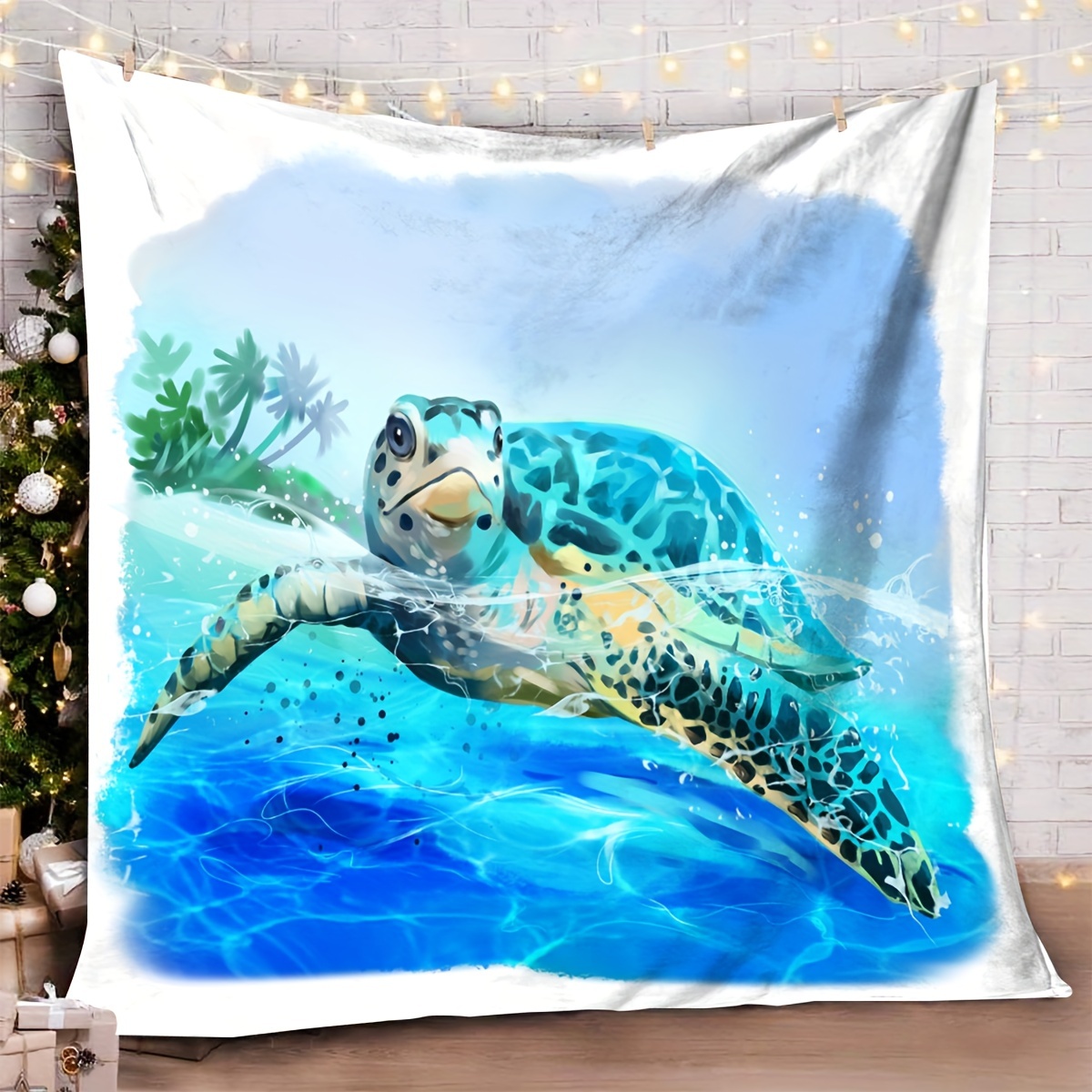 Cozy Sea Turtle Flannel Throw Blanket Perfect Gift for Ocean Soft  Warm for Couch, Bed, Office, and Travel