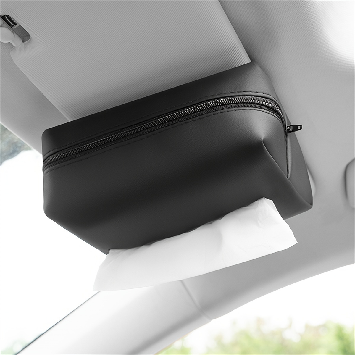 TEMU Universal Car Armrest & Headrest Organizer - Visor Tissue , Synthetic Storage , Install