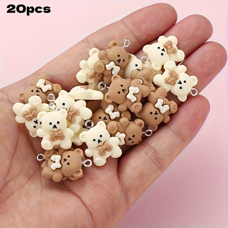 TEMU 20pcs Of Mini Teddy Bear Charms - Designed In Brown And Cream Colors, Featuring An Adorable Teddy Bear Shape - Suitable For Jewelry Making,