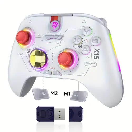 x15 pc controller wireless bt controller with hall hall triggers rgb lighting drift no dead zone work for windows pc android steam and switch