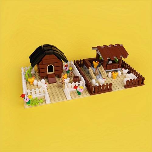 item picture farm chicken coop egg animal chicken house chicken coop chick scene model compatible with building blocks halloween christmas gift