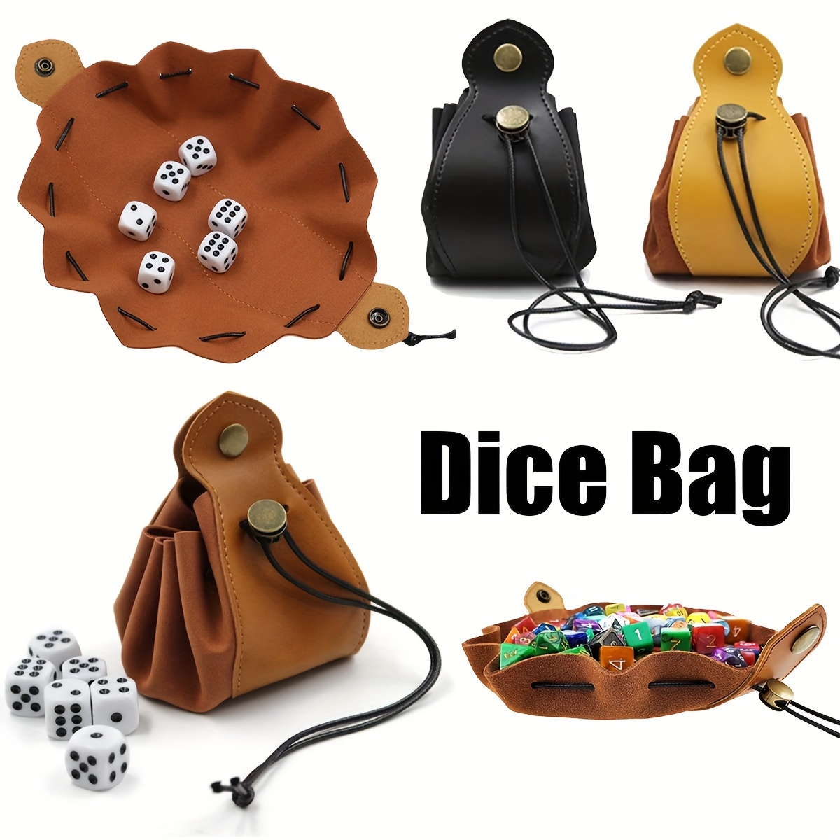 

Festive Dice Bag: Durable Leather Pouch With Rope Closure, Perfect For Dice Storage And Jewelry Organization - Suitable For Role-playing Games And Parties