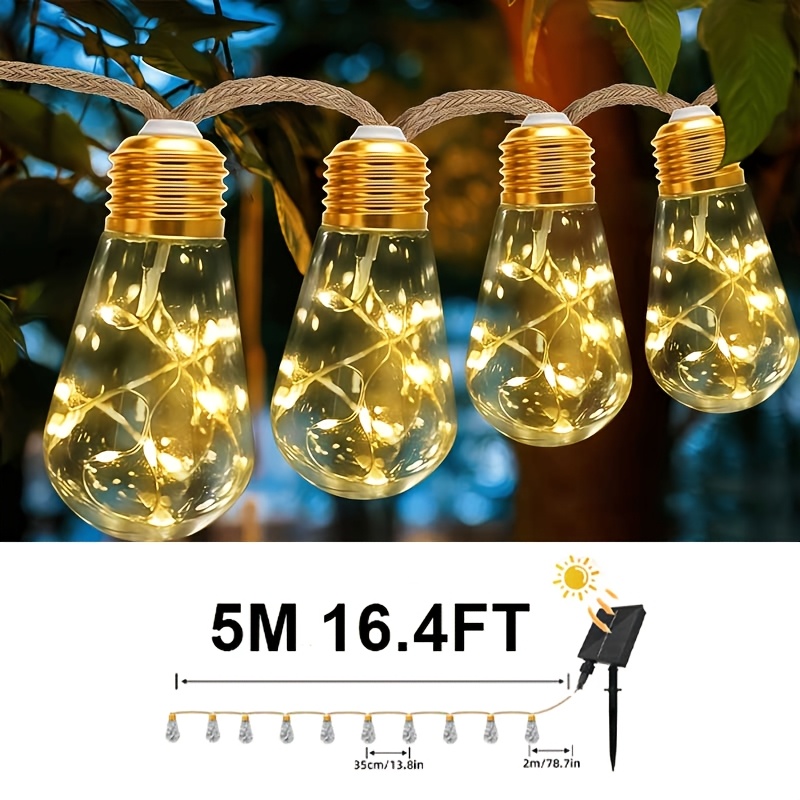 TEMU 1pc-10leds-25leds,solar String Lights With 8 , Automatically Turn On At Night And Off During , Decorative String Lights Suitable For Fences,