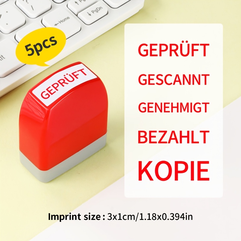 Image of A Set Of 5 German Office Paid Stamps, Kopie, Gescannt, Auto-fill Business Stamps - Suitable For Third-party Companies, Accountants, And Employees.