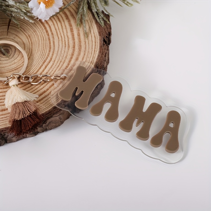 E-shop MAMA Acryl-Anhänger-Schlüsselanhänger mit Quaste, Muttertagsgeschenk, Geschenk für Mama, Verlustschutz-Schlüsselanhänger,
