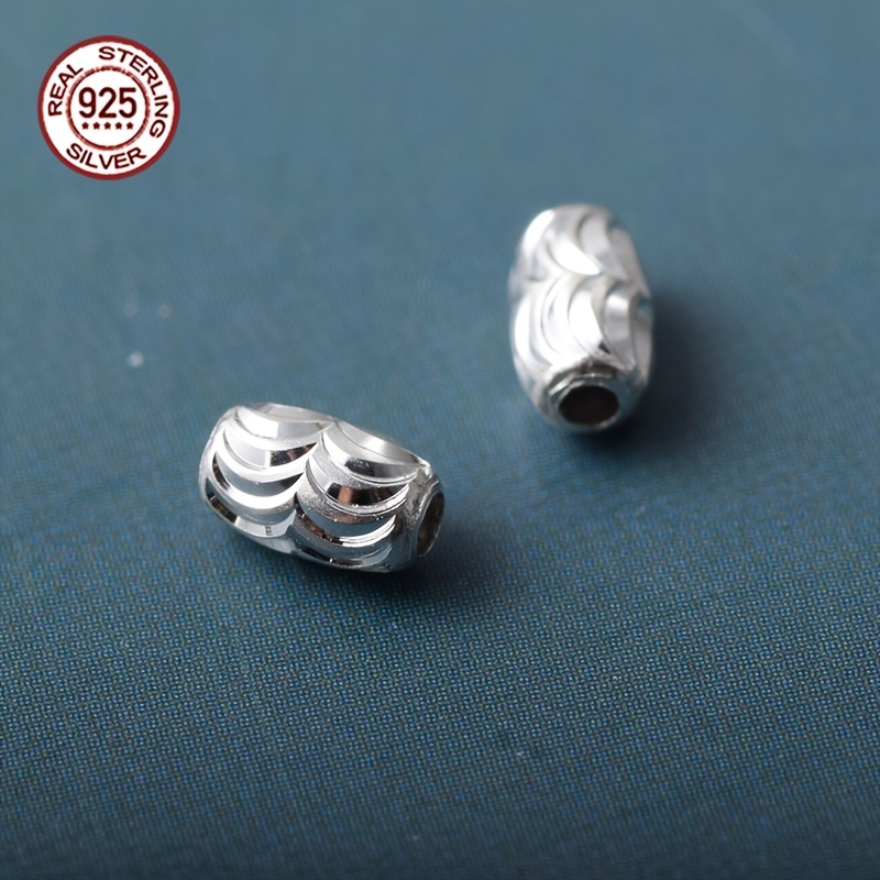 20pcs S925 Sterling Silver Fluted Beads for DIY Jewelry Making