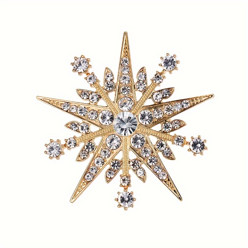 

Sparkling Rhinestone Pentagram, Alloy Brooch