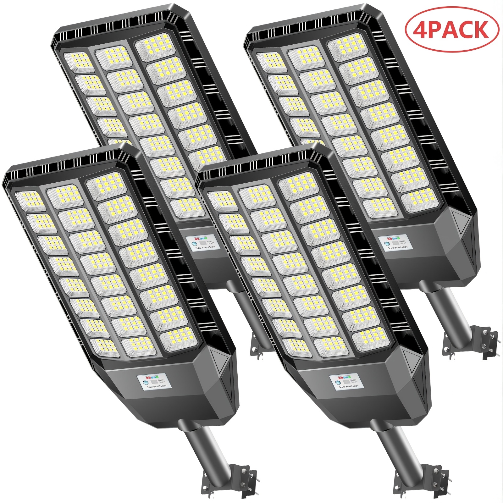 TEMU Adewalk Lot de 4 Lampadaires Solaires, Lampadaires Solaires Commerciaux à Haute Luminosité Extérieurs du à l', Lampe Solaire Extérieure avec