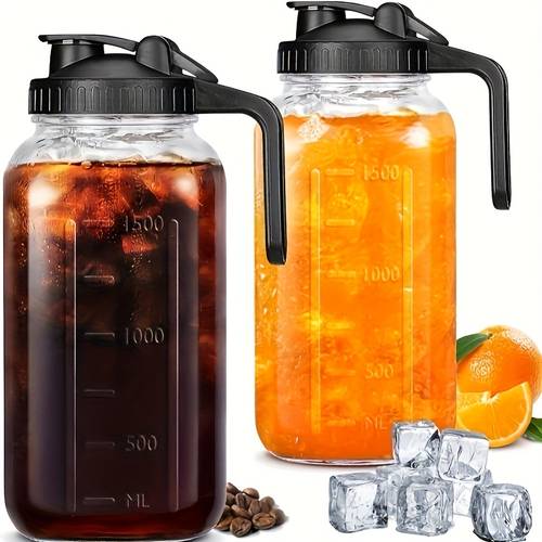 with handle and lid 2 3 pack bpa free high borosilicate glass sports outdoor beverage carafe leak proof for ramadan christmas new year