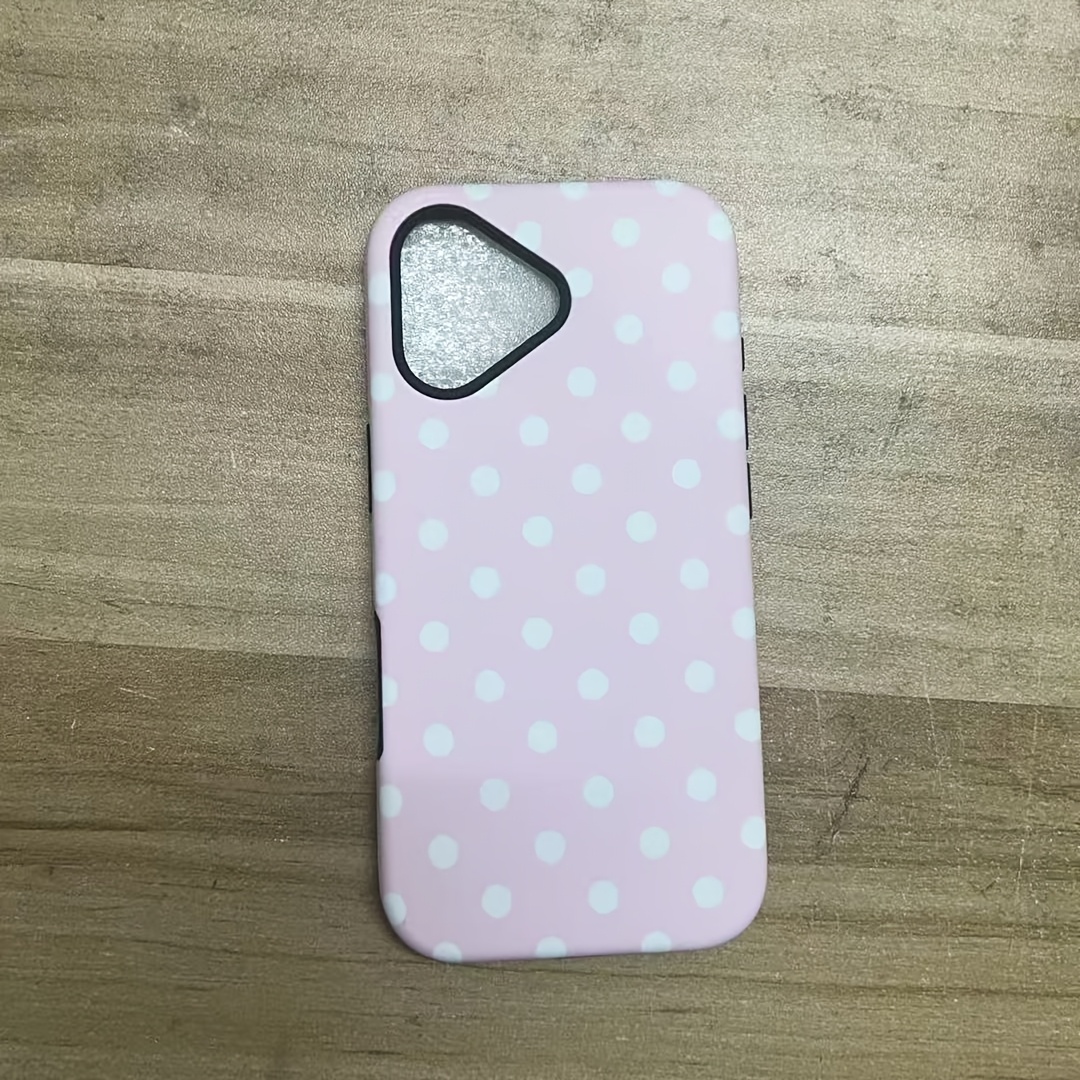 TEMU Phone Case: Cute And Simple White Polka Dot Phone Case For Iphone17 17pro 16promax 15p 13 13mini 11 12 Xs 8plus 7 Glossy 2in1 Case