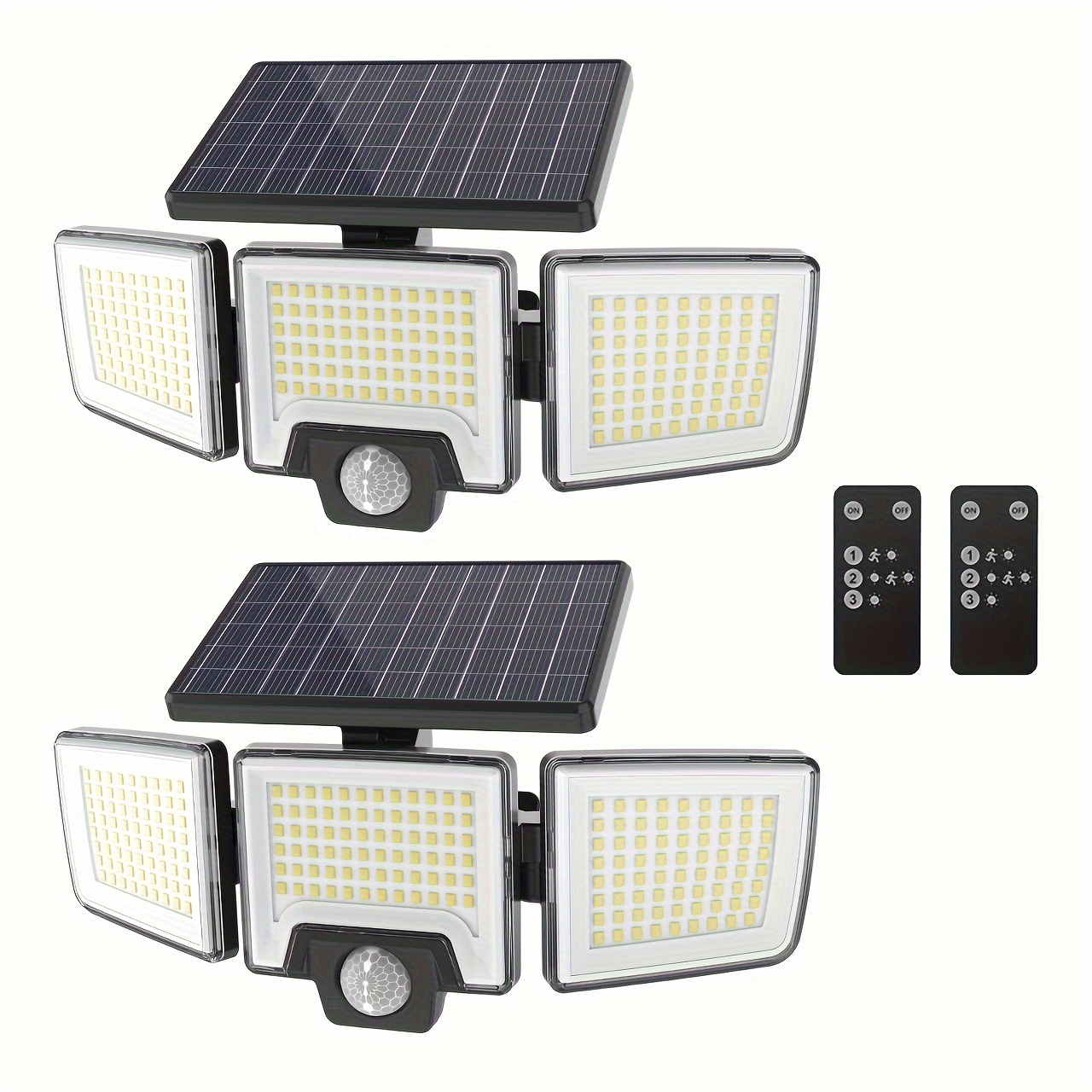 

2pc Solar Outdoor Lights, 216leds 3000lm Motion Sensor Lights 6500k Solar Powered Lights, 4 Heads Security Flood Lights, Waterproof 300° Wide Angle Wall Lights With 3 Modes For Garden