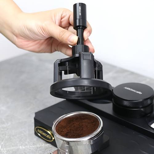 1pc adjustable espresso distribution needle coffee needle distributor rotating magnetic stirrer 51mm 53mm 58mm with 10 needles for coffee powder distribution barista tools espresso additions