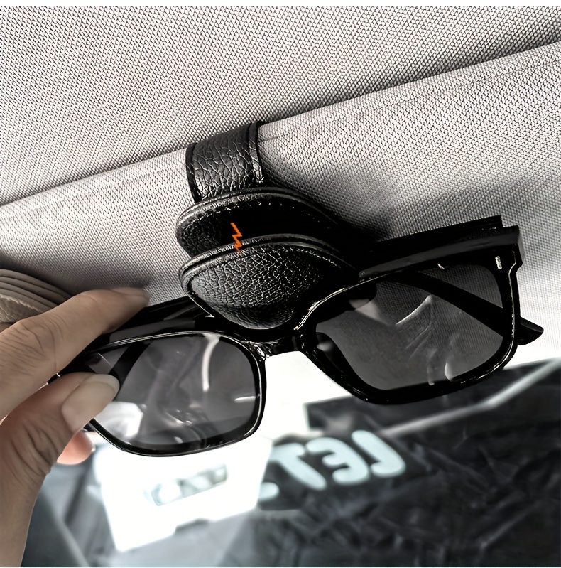 1pc Car Sun Visor Glasses Holder, PVC Material, Vehicle Eyewear Clip, Auto Interior Accessory, Storage Organizer for Glasses