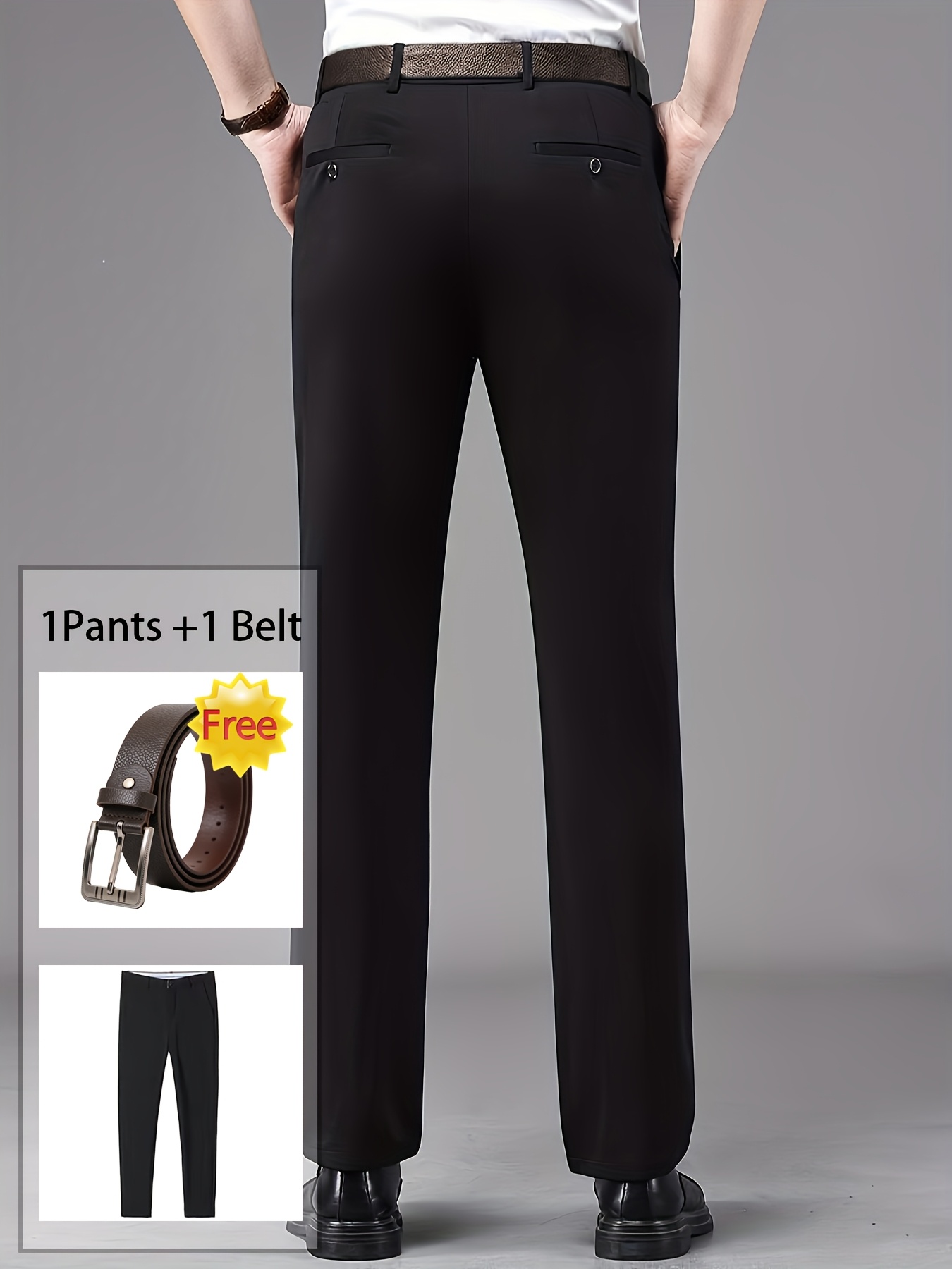 Men's Professional Business Trousers, Stretch, Wrinkle-resistant and Iron-free, Formal & Casual Loose Straight-leg Suit Pants, Versatile for Office Workers, Ideal Gift for Work Wear